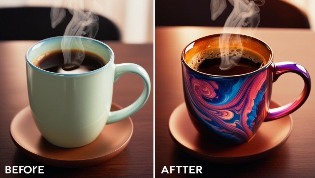 Eine Farbwechsel-Tasse, die ihr Design zeigt, wenn heiße Flüssigkeit eingefüllt wird – ein überraschendes Geschenk.
